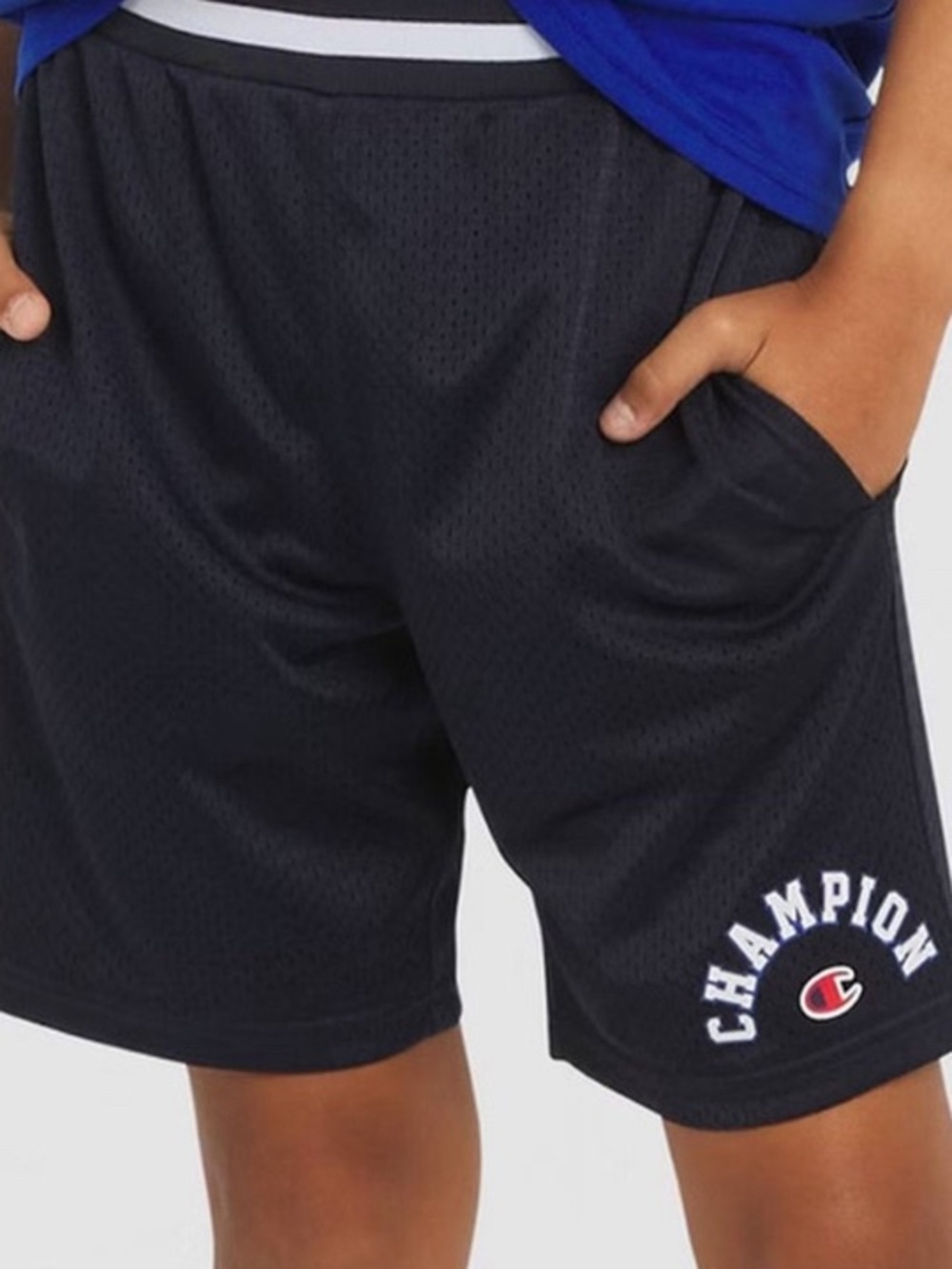 Champion Black Mesh Logo Athletic Shorts